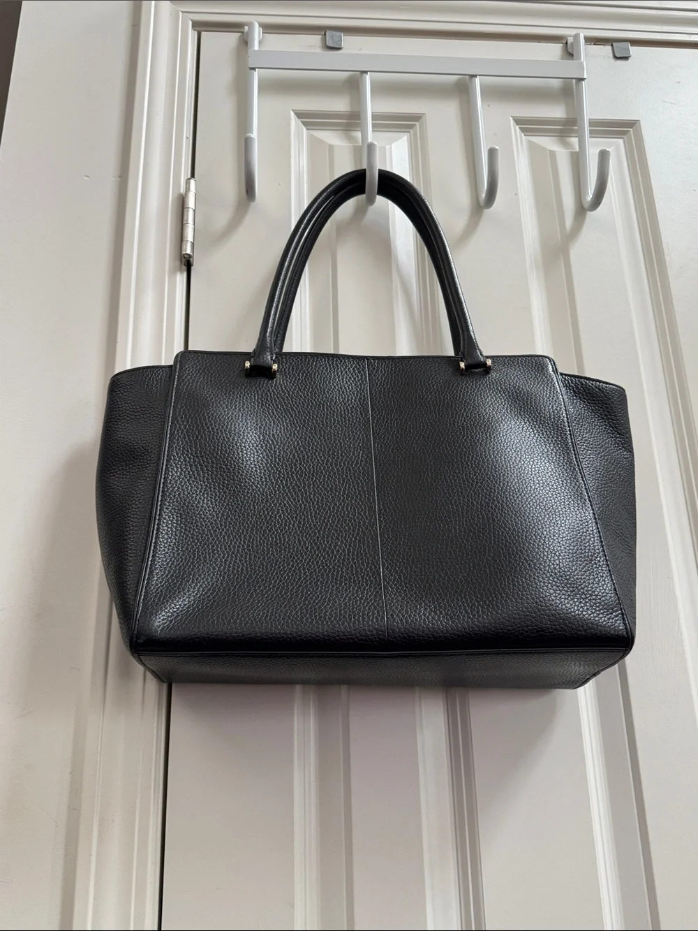 kate spade Black Pebbled Leather Tote with Front Zip Tassel